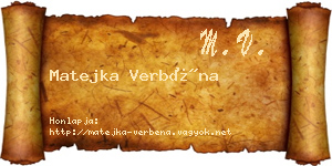 Matejka Verbéna névjegykártya